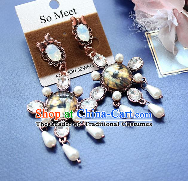 Top Grade Handmade Wedding Bride Accessories Tassel Earrings, Traditional Princess Baroque Wedding Eardrop for Women