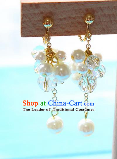 Top Grade Handmade China Wedding Bride Accessories Pearl Tassel Earrings, Traditional Princess Wedding Eardrop for Women