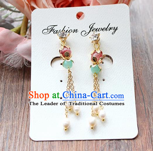 Top Grade Handmade China Wedding Bride Accessories Earrings, Traditional Princess Wedding Xiuhe Suit Tassel Eardrop Jewelry for Women