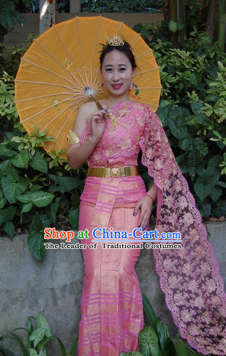Traditional Thailand Clothing Southeast Asia Thai Ancient Costumes and Hair Accessories Sari