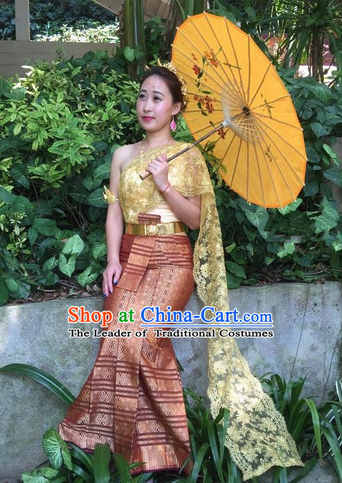 Traditional Thailand Clothing Southeast Asia Thai Ancient Costumes and Hair Accessories Sari