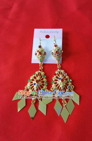 Traditional Traditional Thailand Jewelry Accessories Earrings, Southeast Asia Thai Eardrops for Women