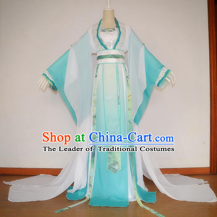 Traditional Chinese Cosplay Nobility Lady Costume, Chinese Ancient Hanfu Tang Dynasty Female Immortal Princess Dress Clothing for Women