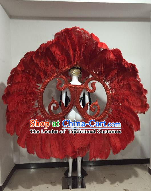 Top Compere Performance Catwalks Costume Children Chorus Red Dress with Wings Modern Dance Princess Short Red Bubble Dress for Girls Kids