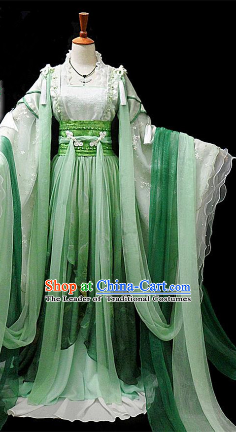 Traditional Ancient Chinese Young Lady Princess Green Costume, Chinese Han Dynasty Noble Lady Fairy Dress Hanfu Clothing for Women