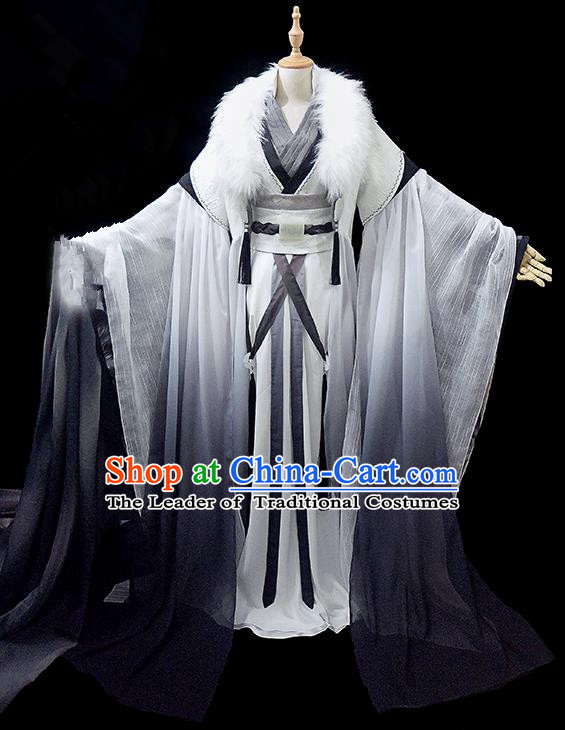Traditional Ancient Chinese Young Men Costume, Chinese Han Dynasty Royal Highness Embroidered Robes Clothing for Men