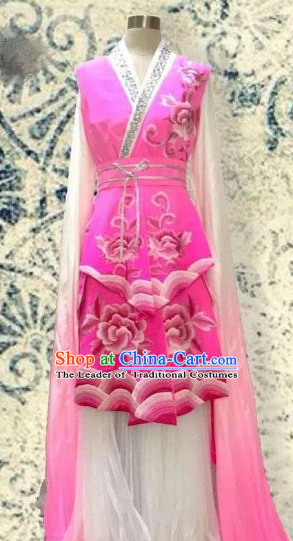 Traditional Chinese Ancient Dance Pink Costume, Folk Dance Chinese Classical Dance Water Sleeve Dress for Women