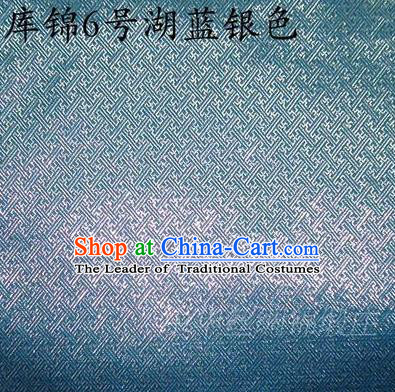 Asian Chinese Traditional Jacquard Weave Blue Sliver Xiuhe Suit Satin Silk Fabric, Top Grade Brocade Tang Suit Hanfu Dress Fabric Cheongsam Cloth Material