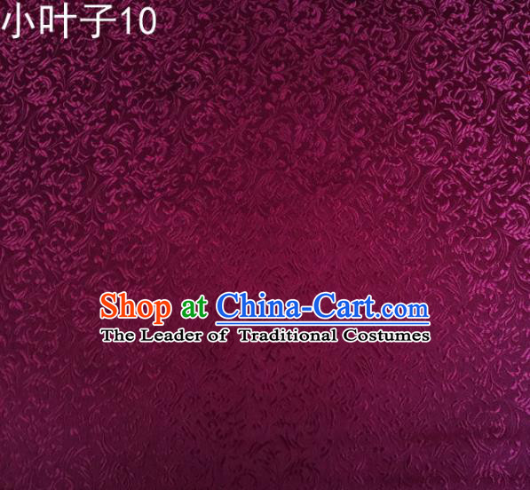 Traditional Asian Chinese Handmade Embroidery Wheat Leaf Satin Silk Fabric, Top Grade Nanjing Purple Brocade Tang Suit Hanfu Clothing Fabric Cheongsam Cloth Material