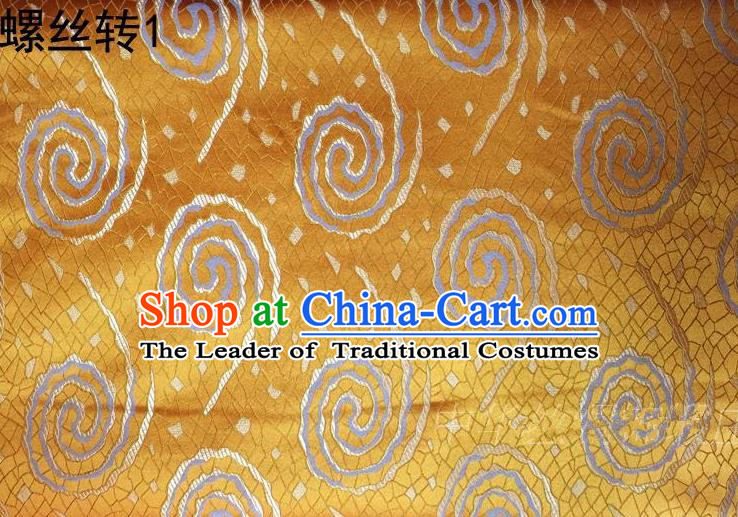 Traditional Asian Chinese Handmade Embroidery Satin Tang Suit Golden Silk Fabric, Top Grade Nanjing Brocade Ancient Costume Hanfu Clothing Fabric Cheongsam Cloth Material