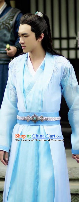 Asian Chinese Traditional Northern and Southern Dynasties Prince Costume and Headpiece Complete Set, Princess Agents China Elegant Hanfu Nobility Childe Embroidery Clothing
