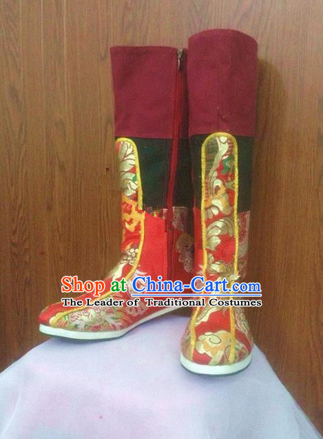 Traditional Chinese Mongol Nationality Shoes, Mongols Dance Ethnic Mongolian Minority Nationality Embroidery Boots for Men