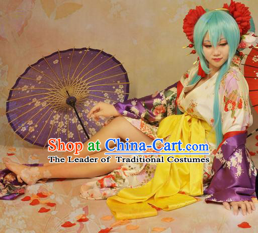 Asian Chinese Traditional Cospaly Tang Dynasty Young Lady Costume and Wigs, China Elegant Hanfu Princess Dress for Women