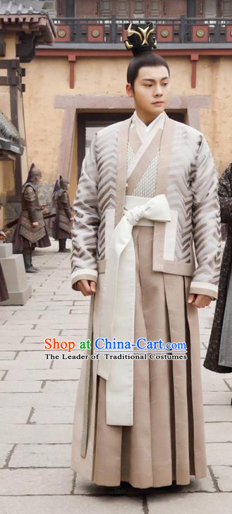 Asian Chinese Traditional Ancient Emperor Everyday Costume, Lost Love In Times China Northern and Southern Dynasties King Robe Clothing