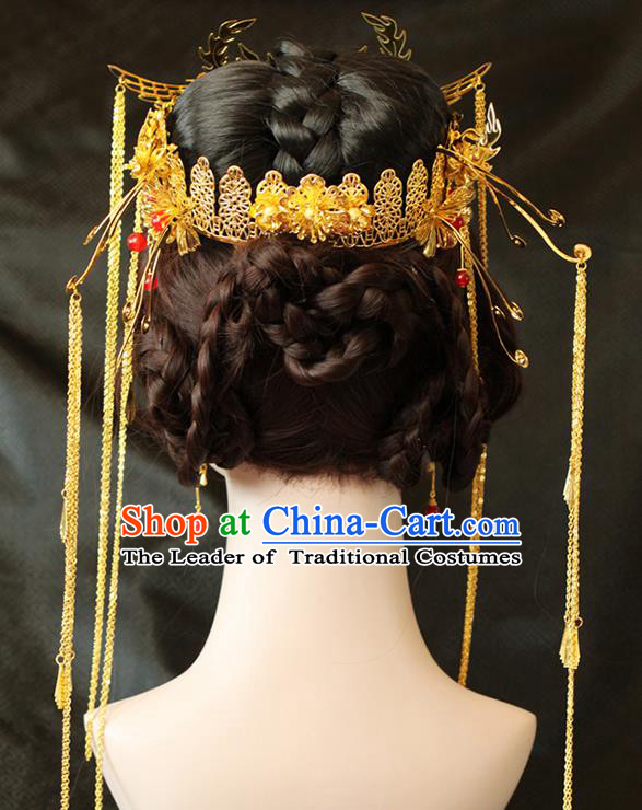 Chinese Ancient Style Hair Jewelry Accessories Hairpins xiuhe Suit Headwear Headdress Hair Fascinators for Women