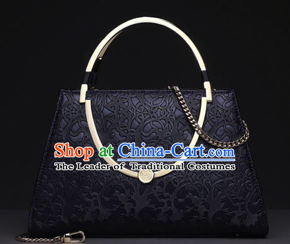 Traditional Handmade Asian Chinese Element Knurling Vines Flower Bags Shoulder Bag National Black Handbag for Women