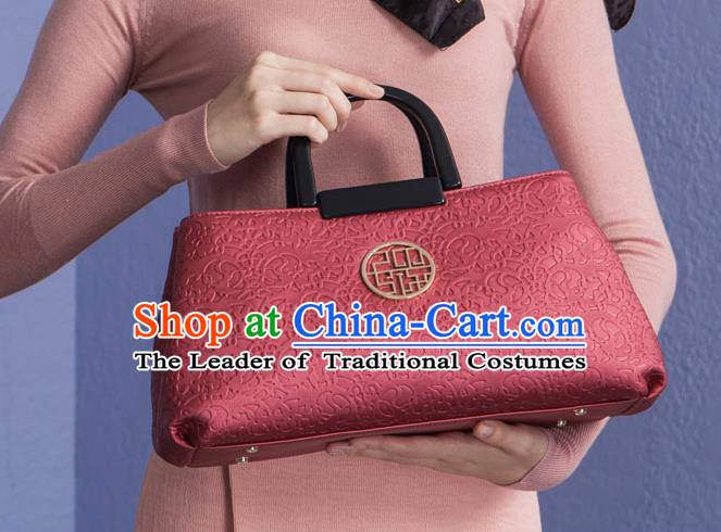 Traditional Handmade Asian Chinese Element Knurling Clutch Bags National Red Handbag for Women