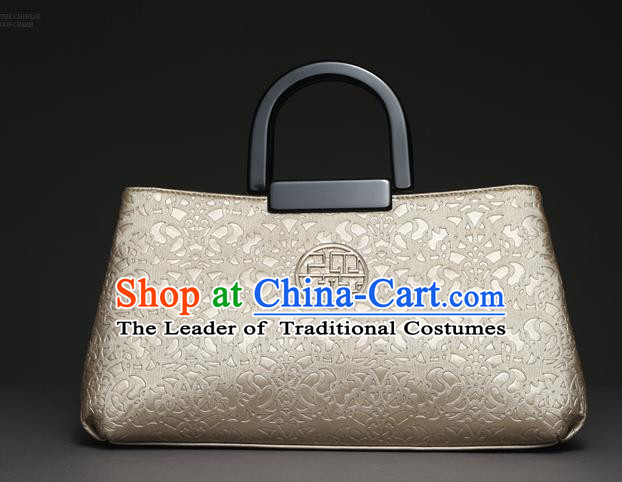 Traditional Handmade Asian Chinese Element Knurling Clutch Bags National Champagne Handbag for Women