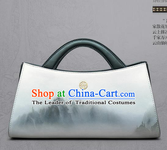 Traditional Handmade Asian Chinese Element Landscape Painting Clutch Bags National Evening Dress Handbag for Women
