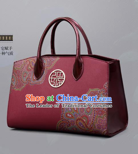 Traditional Handmade Asian Chinese Element Clutch Bags Shoulder Bag National Printing Red Handbag for Women