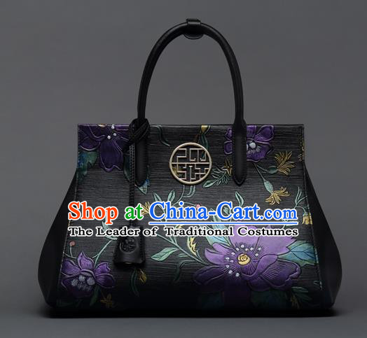 Traditional Handmade Asian Chinese Element Clutch Bags Shoulder Bag National Printing Flowers Handbag for Women