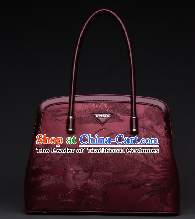 Traditional Handmade Asian Chinese Element Clutch Bags Shoulder Bag National Bride Red Handbag for Women