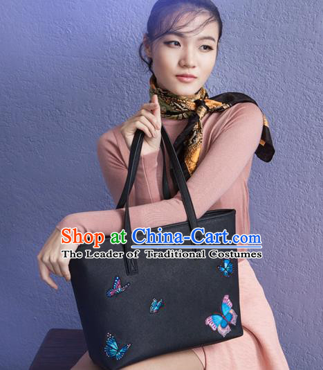 Traditional Handmade Asian Chinese Element Clutch Bags Shoulder Bag National Embroidered Butterflies Handbag for Women