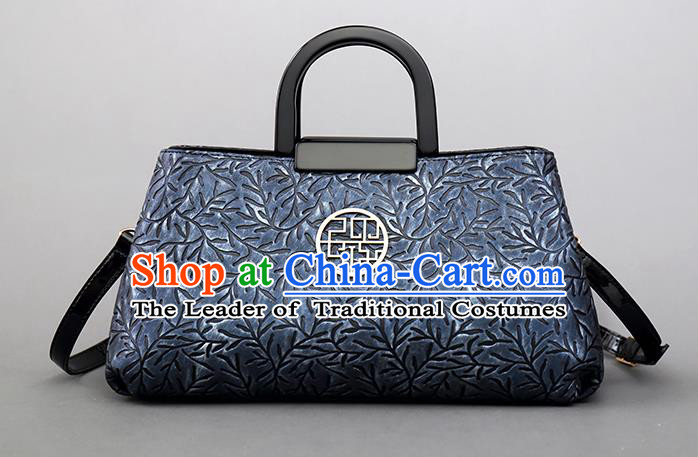 Traditional Handmade Asian Chinese Element Clutch Bags Shoulder Bag National Knurling Blue Handbag for Women