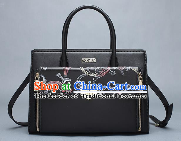 Traditional Handmade Asian Chinese Element Clutch Bags Shoulder Bag National Knurling Black Handbag for Women