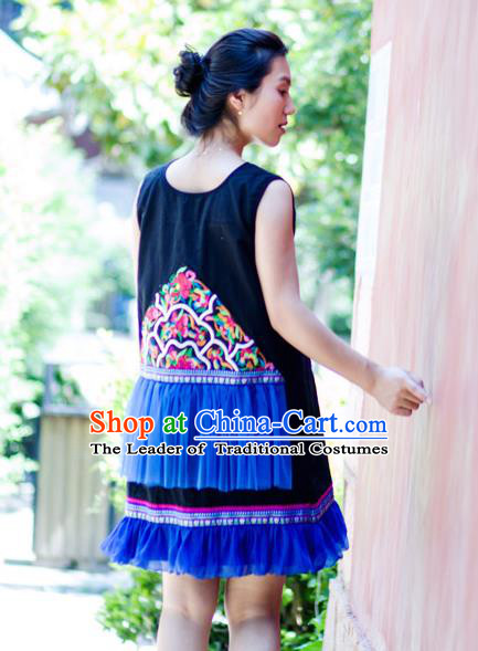 Traditional Ancient Chinese Miao Minority Embroidered Clothing Cheongsam Dress Hair Accessories Headwear for Women