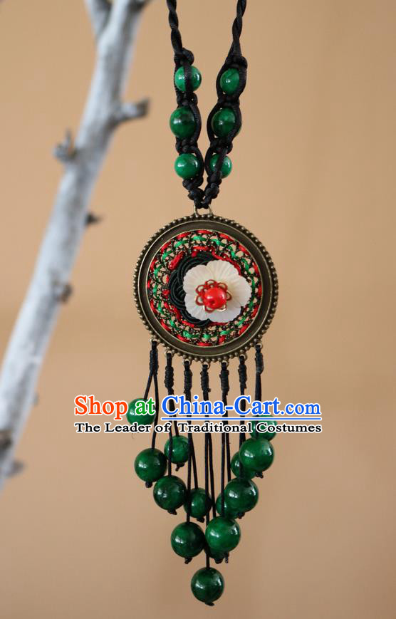Traditional Handmade Chinese National Miao Nationality Necklace Embroidered Sweater Chain for Women