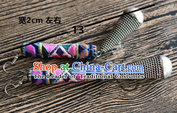 Traditional Ancient Chinese Miao Minority Embroidered Clothing Cheongsam Dress Hair Accessories Headwear for Women
