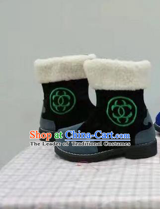 Traditional Chinese Minority Mongol Nationality Ethnic Minorities Children Mongolian Boots Black Boots for Kids