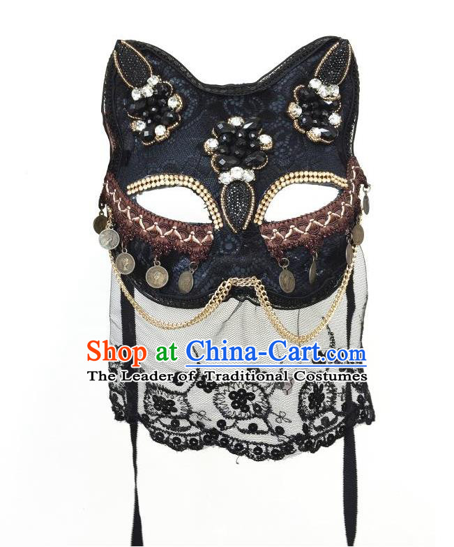 Top Grade Halloween Masquerade Accessories Crystal Mask, Brazilian Carnival Fox Mask Veil for Women