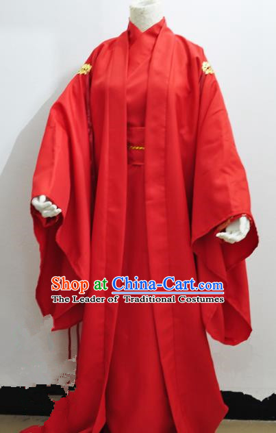 Chinese Ancient Cosplay Wedding Costumes, Chinese Traditional Embroidered Clothing Chinese Cosplay Swordsman Knight Costume for Men