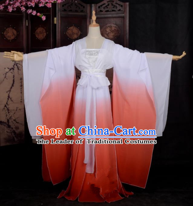 Chinese Ancient Cosplay Tang Dynasty Palace Lady Costumes, Chinese Traditional Red Hanfu Dress Clothing Chinese Cosplay Imperial Princess Costume for Women