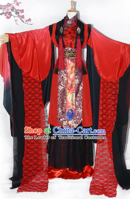 Chinese Ancient Cosplay Han Dynasty Prince Wedding Dress, Chinese Traditional Hanfu Red Clothing Chinese Swordsman Costume for Men