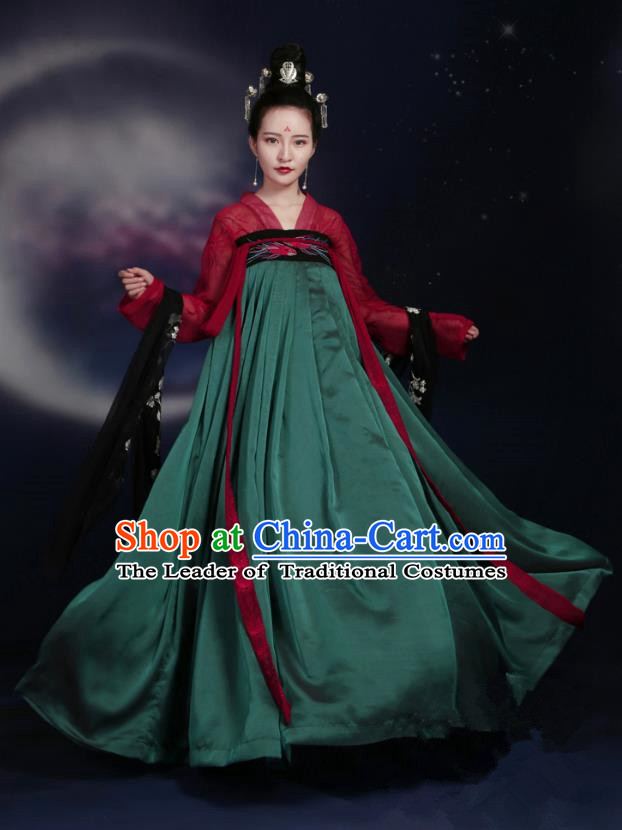 Traditional Ancient Chinese Tang Dynasty Imperial Concubine Costume Embroidery Elegant Hanfu Clothing, Chinese Palace Lady Dance Dress for Women