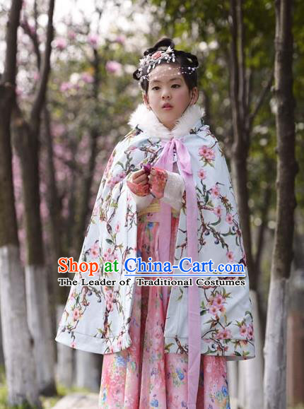 Traditional Chinese Han Dynasty Children Hanfu Costume Cloak, China Ancient Embroidery Cape Clothing for Kids