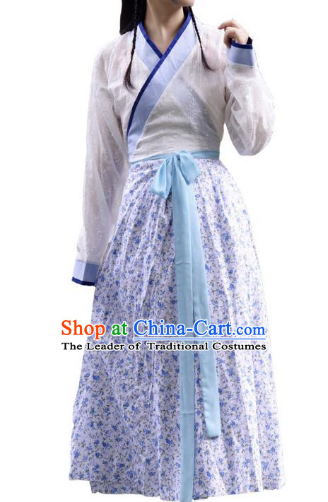 Traditional Chinese Han Dynasty Young Lady Costume, China Ancient Hanfu Purple Dress Princess Clothing for Women