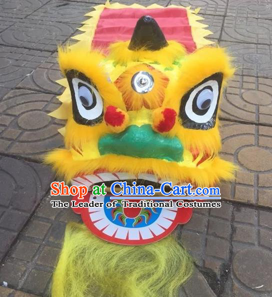 World Lion Dance Competition Yellow Fur Lion Head Lion Dance Costumes for Adult
