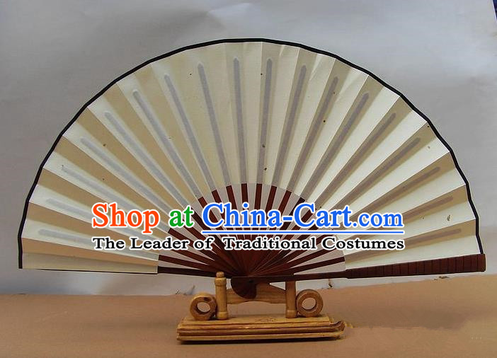 Traditional Chinese Crafts Peking Opera Folding Fan China Sensu Handmade White Xuan Paper Fan