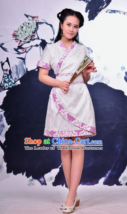Traditional Ancient Chinese Young Women Cheongsam Pink Dress, Republic of China Tangsuit Brocade Cheongsam for Women