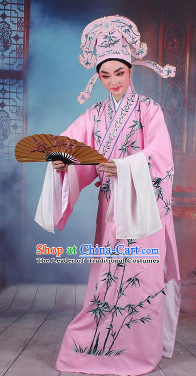 Traditional China Beijing Opera Niche Costume Gifted Scholar Embroidered Robe and Hat Ancient Chinese Peking Opera Embroidery Clothing
