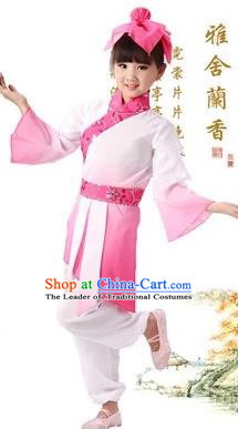 Traditional Chinese Classical Ti Tzu Kui Children Costume, China Ancient Hanfu Clothing Pink Uniform for Kids
