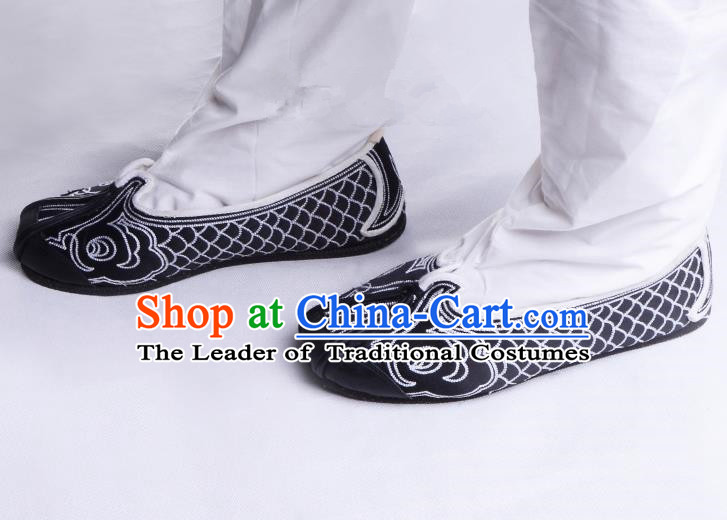 Top Grade Professional Beijing Opera Han Dynasty Fisherman Shoes, Traditional Ancient Chinese Peking Opera Cloth Shoes