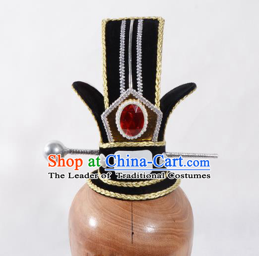 Top Grade Professional Beijing Opera Han Dynasty Minister Headwear, Traditional Ancient Chinese Peking Opera Chancellor Hat