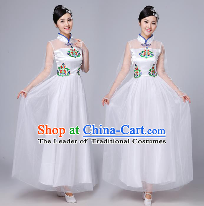 Traditional Chinese classical Yangge Fan Dancing Costume Modern dancing Dress Clothing and Headwear