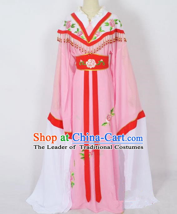 Traditional Chinese Professional Peking Opera Young Lady Princess Costume Pink Embroidery Dress, China Beijing Opera Diva Hua Tan Embroidered Robe Clothing