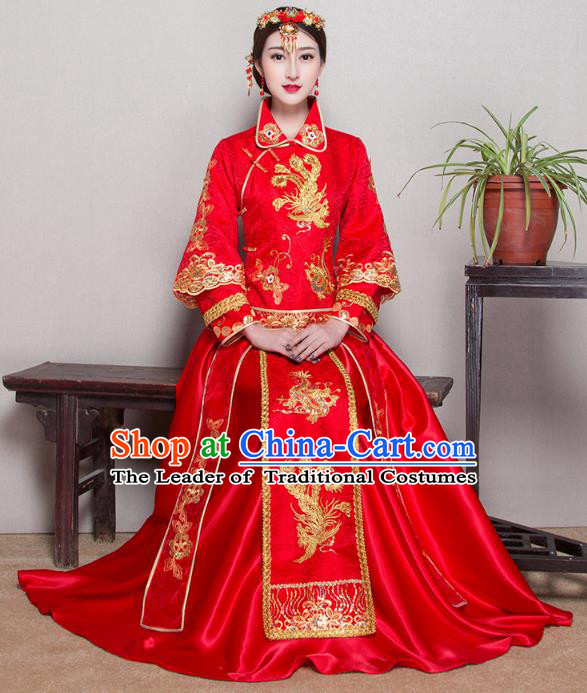 Traditional Chinese Wedding Costumes Traditional Xiuhe Suits Wedding Bride Dress Ancient Chinese bridal hair Accessory Headwear